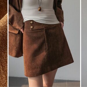 Commense Retro A-Line Mini Skirt brown XS